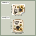 Detail showing sheet size and layout of vintage sunflower coffee wall decals - Vintage Sunflower Coffee Style / 29x35cm