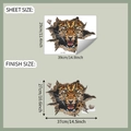 Detaillierte Bogen- und Endmaßangaben für den 3D-Wandtattoo mit wildem Leoparden - 29x39cm (fun-f392)