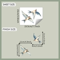 Detaillierte Blatt- und Endgrößenangaben für Aquarell-Schwalben-Wandaufkleber-Set - Fliegende Schwalbe Stil (fun-kg114)