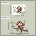 Specifiche dettagliate delle dimensioni per adesivo murale scimmia da 15x19,5cm e 13x17cm - Stile Scimmia Cartone Animato (fun-kg105)