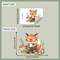 Detail der Cartoon Fuchs Wandaufkleber mit Blatt- und Endmaßspezifikationen - 14.5x10cm