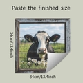 Detail of 34cm square self-adhesive wall sticker with cow and daisy floral design - 34x34cm-Cow Head Style (fun-f404)
