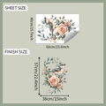 Dimensioni dettagliate degli adesivi murali floreali con rose e uccelli per la casa - 40x60cm (fun-e178)