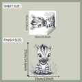Détail de la taille de la feuille et du rendu final du sticker mural zèbre pour enfants - 35*39cm/fun-f428