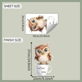 Detaillierte Größentabelle für Eulen-Kaffeetassen-Wandaufkleber mit Layout-Maßen - 25*39cm/fun-f417