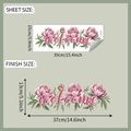 Detailed dimension guide showing floral welcome wall decal sheet and finished sizes - 15*39CM