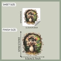 3D cartoon mouse hole wall sticker showing sheet layout and finished size details - Mouse Peeking with Wreath (fun-s30)