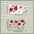 Aquarell Pfingstrose Schmetterling Wandsticker 39x98cm Blattgröße und 73x109cm Endmaß - 39x98cm