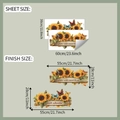 Dettaglio degli adesivi murali girasole con frasi motivazionali e dimensioni reali - fun-f408