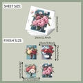 Detailansicht der Blumenwandaufkleber mit Blattmaßen und fertigem Layout in Zentimetern - 29x29cm (4er-Set)