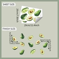 Detail view of avocado wall stickers with dimensions and watercolor pattern layout - 20x29cm (Set of 2)