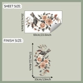 Detailed sheet size and finish size specifications for vintage bird and floral wall decals - 35x60cm (fun-g21)