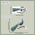 Detaillierte Bogen- und Endmaße für den Pfau-Wandaufkleber zur Raumdekoration - 30*60CM/fun-b90