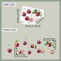 Detail view of red cherry wall stickers with product dimensions for home kitchen decor - 20*29cm*2pcs/fun-f433