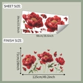 Dettaglio dimensioni e layout per adesivi murali con peonie rosse e farfalle vivaci - 39*98cm*2pcs/fun-L112