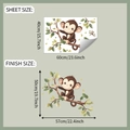 Detailed sheet and finish size dimensions for cartoon monkey climbing a tree wall sticker - 40*60CM(fun-e174)