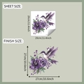 Especificaciones de tamaño para pegatinas de pared de colibrí púrpura y flores 29x29cm - 29x29cm Colibrí Púrpura Flor