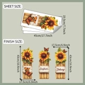 Detailed size guide for sunflower and butterfly wood board style PVC wall stickers - 19.5x45cm (3 Sheets)