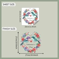Dettaglio delle dimensioni dell'adesivo murale cuore di San Valentino con rose e uccelli - 29*29cm/fun-f426