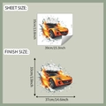Detail of 3D orange sports car wall sticker showing layout and finished application size - 35*39cm Style (fun-f436)