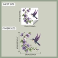 Detalle de pegatina de pared de gloria de la mañana y colibrí con medidas exactas - Estilo Floral Colibrí Púrpura (fun-f444)