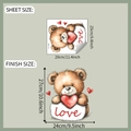 Detail van de beer met hart muursticker inclusief velformaat en afgewerkte grootte - 25*29cm/fun-m291