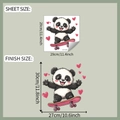 Detailed sheet size 29x29cm and finish size 30x27cm for cartoon panda wall sticker - Cartoon Panda Skateboard Style (fun-m295)