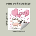 Detail view of pink heart balloon cow wall sticker with 34cm dimensions - 34*34cm/fun-f450 107