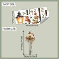 Detail van vintage lantaarn en vogels muursticker met bladformaat en eindafmetingen - Creatieve Vintage Lamp Vogel (fun-L114)