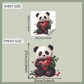 Dimensiones detalladas de la hoja y acabado del adhesivo de panda y rosa para baño - 29*29cm (fun-m305)