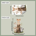 Detail view of cartoon forest animals wall stickers showing layout and finished sizes - 40*60cm/fun-e193