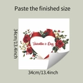 Detail view of 34cm Valentine's Day wall sticker with red roses and white heart decal - 34cmx34cm