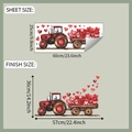 Detail of red tractor wall sticker with watercolor hearts and sheet size specifications - 25*60CM (fun-f456)