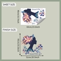 Detail view showing sheet size and finish size for girl silhouette floral wall sticker - 40*60CM/fun-e198