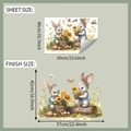 Stickers muraux lapin et tournesol taille planche 40x60cm et rendu final décoratif - 40x60cm
