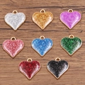 Set di otto ciondoli a forma di cuore in smalto glitterato per creazione gioielli DIY - Cuore (16X17mm 1.1g) / Colori Misti Casuali