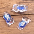 Luminous blue resin kitten pendant with liquid glitter filling for DIY jewelry making - Dark Blue
