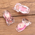 Pink translucent resin cat pendant with gold glitter for DIY necklace jewelry making - Pink