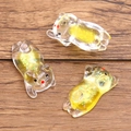 Cute glow resin cat charm with yellow glitter inside for DIY jewelry making - Yellow