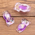 DIY purple glow resin cat pendant charm with glitter for necklaces and accessories - Purple
