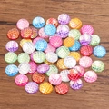 Macro detail of colorful fish scale resin cabochons for DIY jewelry making and crafts - Round / 12mm (1 Piece) / Random Mixed Colors