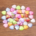 Macro view of colorful heart-shaped resin charms with fish scale texture and iridescent finish - Heart / 11x12mm (1 Piece) / Random Mixed Colors