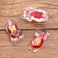 Luminous resin glowing kitten charms with red liquid flowing sand and gold glitter - Red