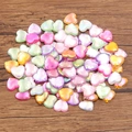 Macro shot of colorful heart-shaped acrylic shell charms for DIY jewelry making - Heart / 10mm (1 Piece) / Random Mixed Colors
