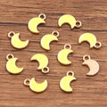 Gelber Emaille-Mondanhänger mit goldener Legierung für die DIY-Schmuckherstellung - Gelb