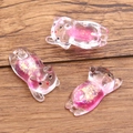 Pink glitter resin cat pendant charms for DIY jewelry on wooden surface - Rose Red