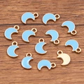 Goldener KC-Legierung Halbmond-Anhänger mit hellblauem Emaille-Finish für DIY-Schmuck - Blau
