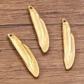 Golden 304 stainless steel feather-shaped pendants for DIY jewelry making accessories - 6x27mm / Type 1 Gold