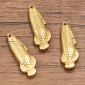Three pieces of golden 304 stainless steel koi fish pendants for DIY jewelry crafting - 9x27mm / Type 2 Gold