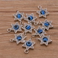 Vintage silver star Evil Eye charms for DIY jewelry making and necklace crafts - Blue Evil Eye Pendant (28I4-7) / Blue